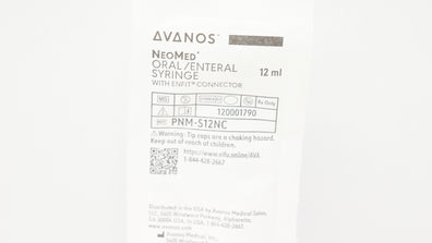 Avanos PNM-S12NC NeoMed Oral/Enteral Syringe with ENFIT Connector 12mL